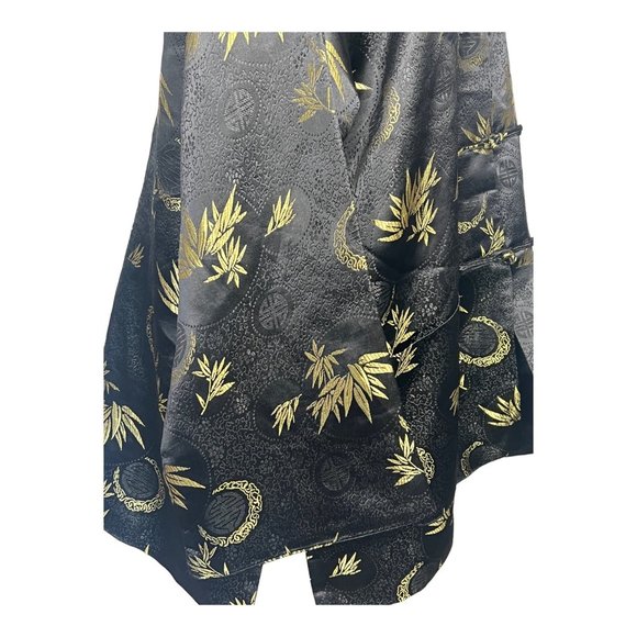 Jade Jade Jade 60s Mod Quilted Satin Jacket Black and Gold Frog Closure Sz L - Picture 5 of 12